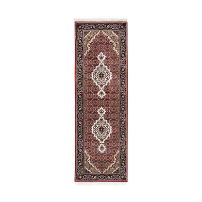 Fine Oriental Wool Hand Knotted Rug Red Black 2.0X6.1 -O062462