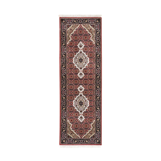 Fine Oriental Wool Hand Knotted Rug Red Black 2.0X6.1 -O062462