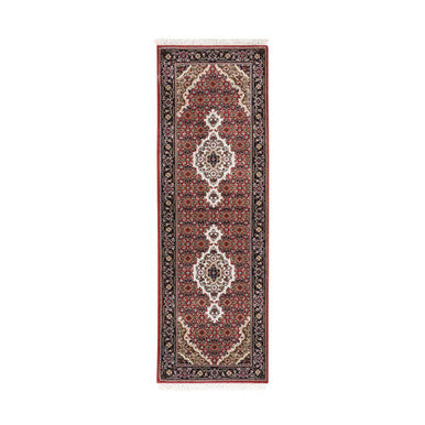 Fine Oriental Wool Hand Knotted Rug Red Black 2.0X6.1 -O062462