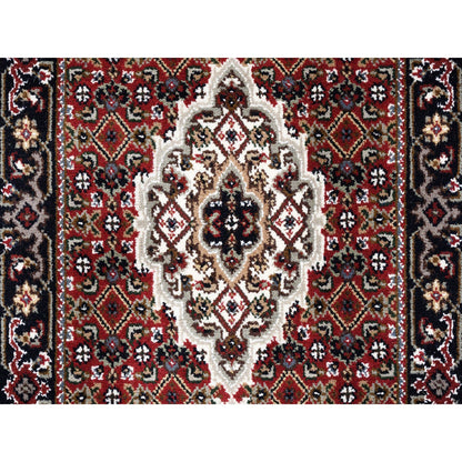Fine Oriental Wool Hand Knotted Rug Red Black 2.0X6.1 -O062462