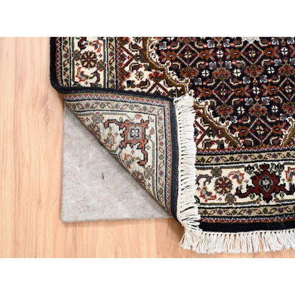 Fine Oriental Wool Hand Knotted Rug Black Ivory 3.1X5.3 -O062481
