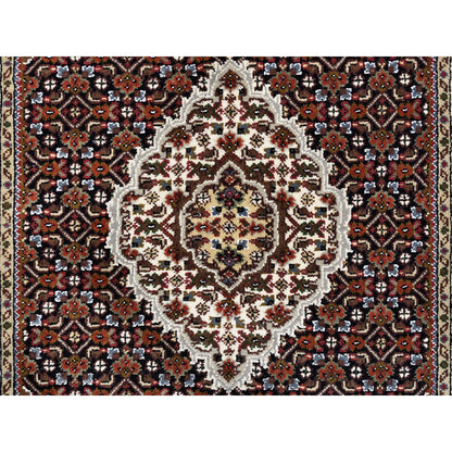 Fine Oriental Wool Hand Knotted Rug Black Ivory 3.1X5.3 -O062481