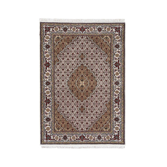 Fine Oriental Wool Hand Knotted Rug Ivory Ivory 4.0X6.0 -O062490