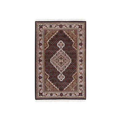 Fine Oriental Wool Hand Knotted Rug Black Ivory 3.2X5.4 -O062491