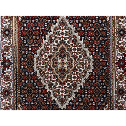 Fine Oriental Wool Hand Knotted Rug Black Ivory 3.2X5.4 -O062491