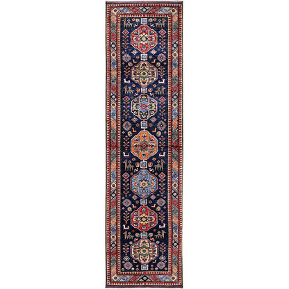 Kazak Wool Hand Knotted Rug Blue 2.8x9.5 -O0624