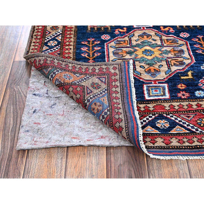 Kazak Wool Hand Knotted Rug Blue 2.8x9.5 -O0624