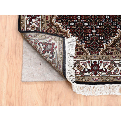 Fine Oriental Wool Hand Knotted Rug Black Ivory 2.7X10.0 -O062503