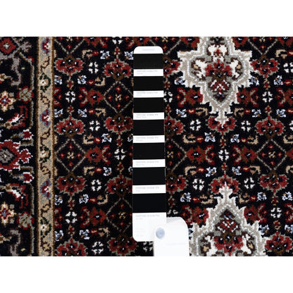 Fine Oriental Wool & Silk Hand Knotted Rug Black Black 2.7X11.10 -O062507