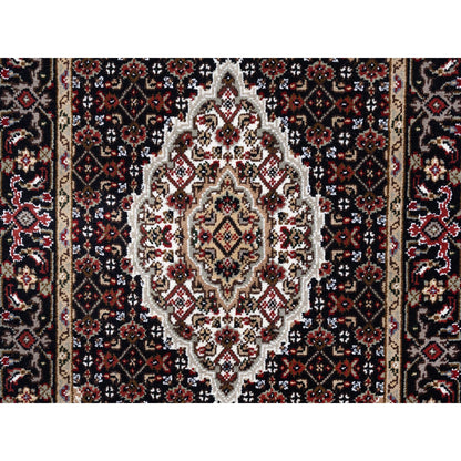 Fine Oriental Wool & Silk Hand Knotted Rug Black Black 2.7X11.10 -O062507
