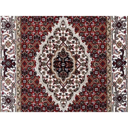 Fine Oriental Wool & Silk Hand Knotted Rug Red Ivory 2.6X16.3 -O062509