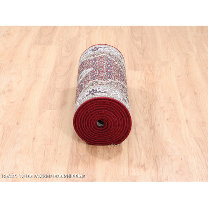 Fine Oriental Wool & Silk Hand Knotted Rug Red Ivory 2.6X16.3 -O062509