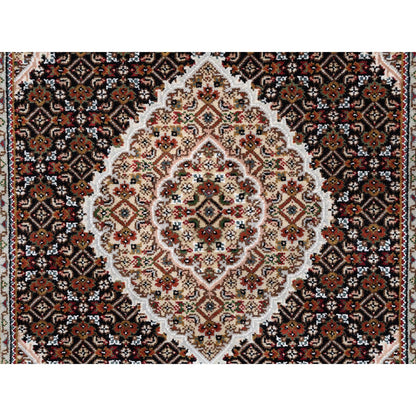 Fine Oriental Wool Hand Knotted Rug Black 2.10x5.4 -O062532
