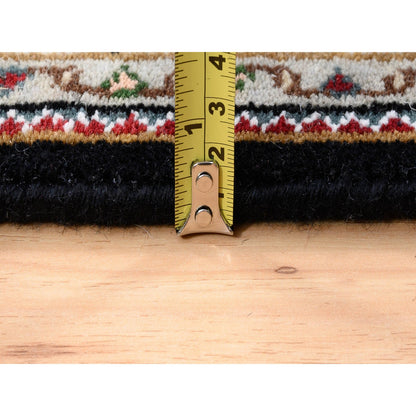 Fine Oriental Wool Hand Knotted Rug Black 2.10x5.4 -O062532