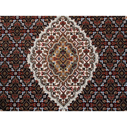 Fine Oriental Wool Hand Knotted Rug Black Ivory 5.0X5.0 -O062543