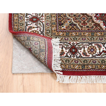 Fine Oriental Wool Hand Knotted Rug Red Ivory 5.0X5.0 -O062553