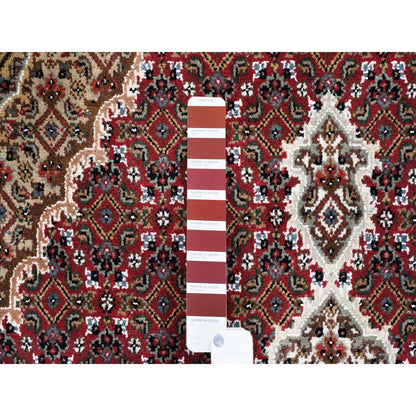 Fine Oriental Wool Hand Knotted Rug Red Ivory 5.0X5.0 -O062553