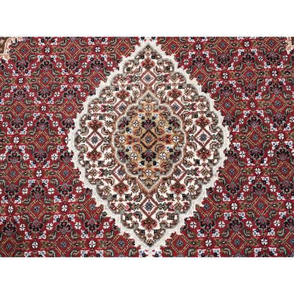 Fine Oriental Wool Hand Knotted Rug Red Ivory 5.0X5.0 -O062553