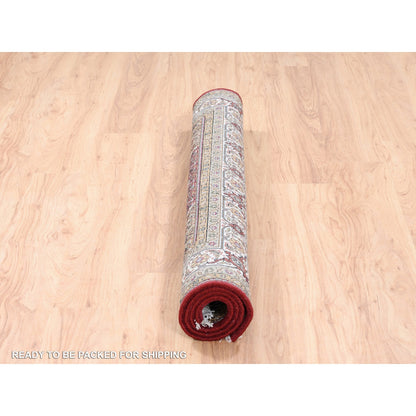 Fine Oriental Wool Hand Knotted Rug Red Ivory 5.0X5.0 -O062553