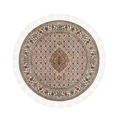 Fine Oriental Wool Hand Knotted Rug Ivory Ivory 4.0X4.0 -O062591