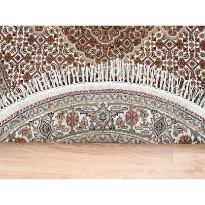 Fine Oriental Wool Hand Knotted Rug Ivory Ivory 4.0X4.0 -O062591
