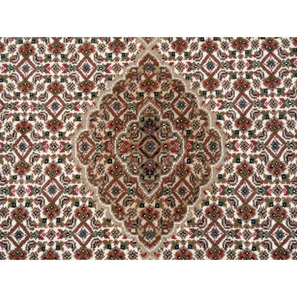 Fine Oriental Wool Hand Knotted Rug Ivory Ivory 4.0X4.0 -O062591