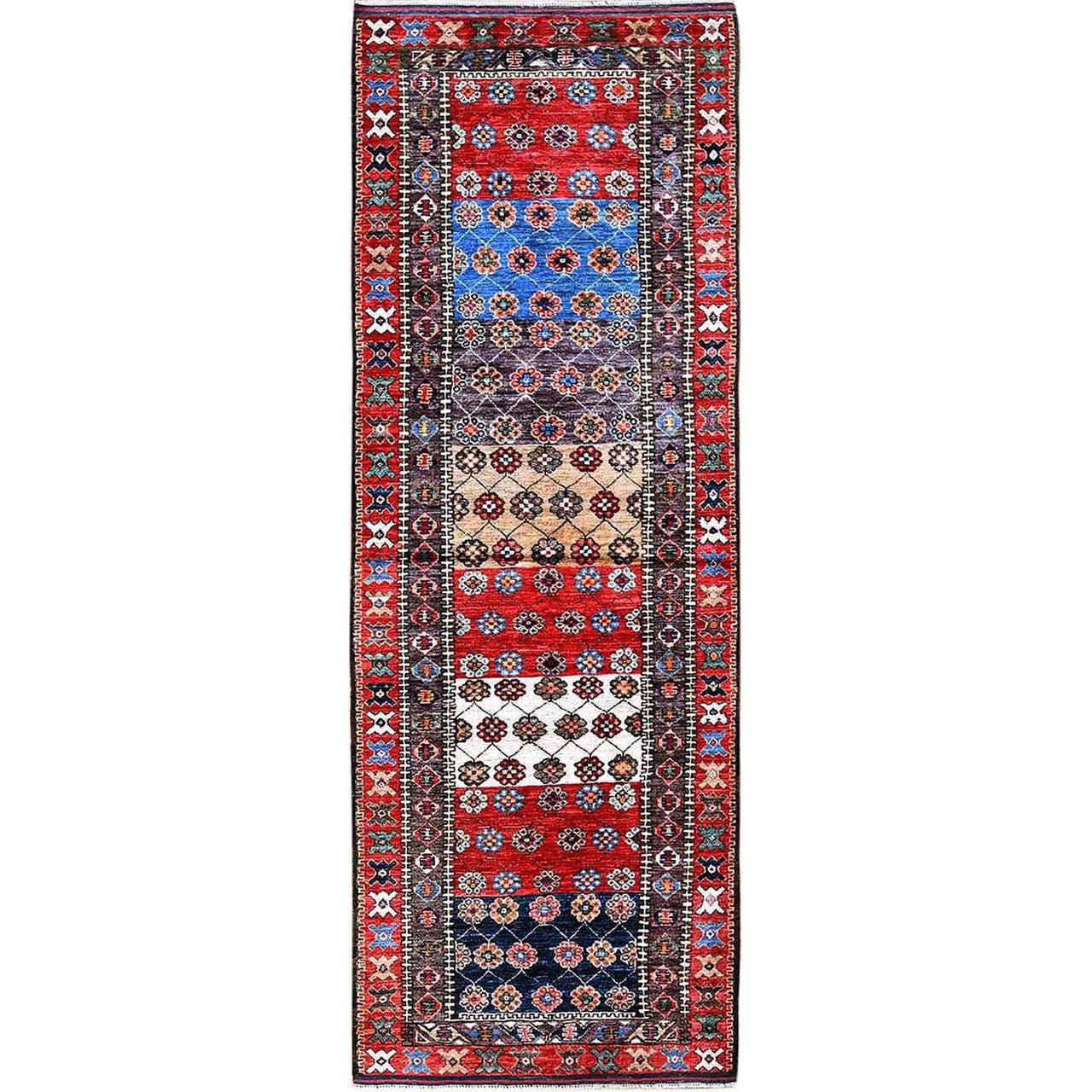 Kazak Wool Hand Knotted Rug Red 2.8x7.7 -O0625