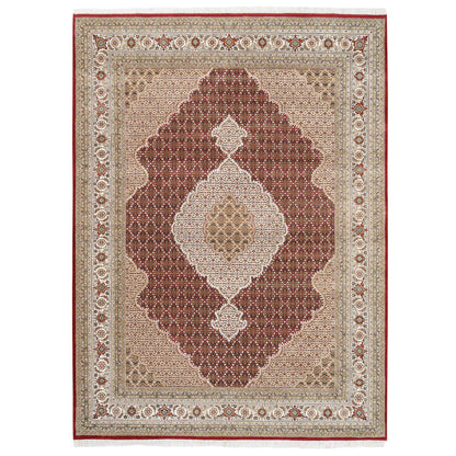 Fine Oriental Wool Hand Knotted Rug Red Ivory 8.3X11.4 -O062608