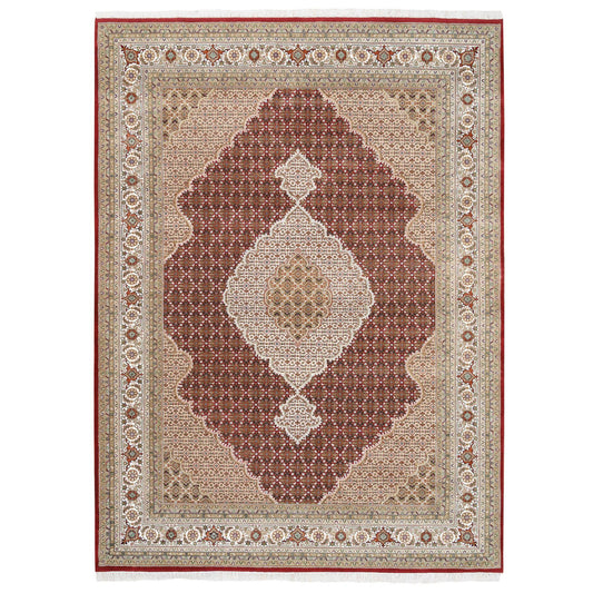 Fine Oriental Wool Hand Knotted Rug Red Ivory 8.3X11.4 -O062608