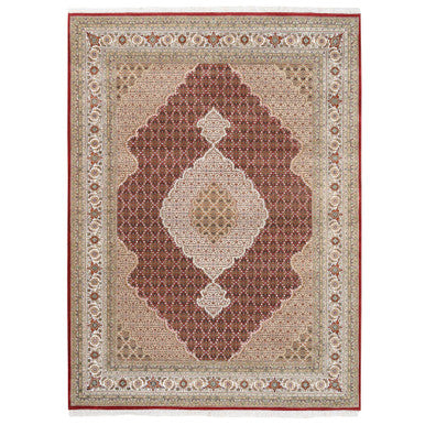 Fine Oriental Wool Hand Knotted Rug Red Ivory 8.3X11.4 -O062608
