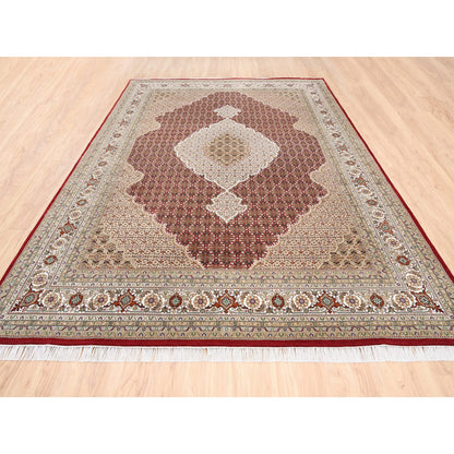 Fine Oriental Wool Hand Knotted Rug Red Ivory 8.3X11.4 -O062608
