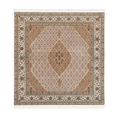 Fine Oriental Wool Hand Knotted Rug Ivory Ivory 6.6X6.9 -O062610