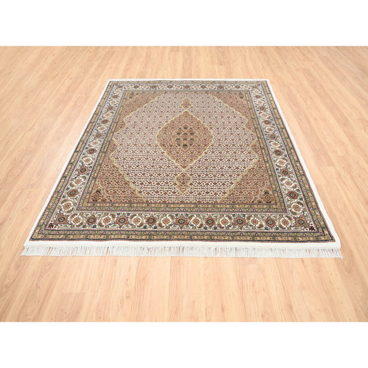 Fine Oriental Wool Hand Knotted Rug Ivory Ivory 6.6X6.9 -O062610