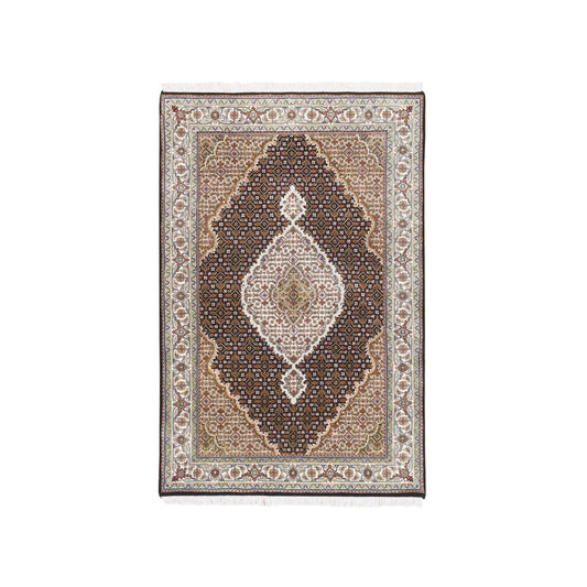 Fine Oriental Wool Hand Knotted Rug Black Ivory 3.10X6.0 -O062619