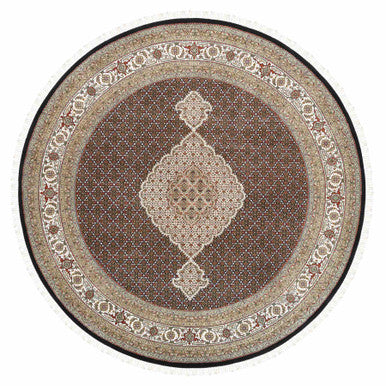 Fine Oriental Wool Hand Knotted Rug Black Ivory 10.0X10.0 -O062632