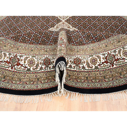 Fine Oriental Wool Hand Knotted Rug Black Ivory 10.0X10.0 -O062632