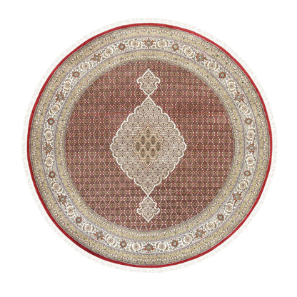 Fine Oriental Wool Hand Knotted Rug Red Ivory 9.10X9.10 -O062633