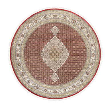Fine Oriental Wool Hand Knotted Rug Red Ivory 9.10X9.10 -O062633