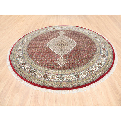 Fine Oriental Wool Hand Knotted Rug Red Ivory 9.10X9.10 -O062633