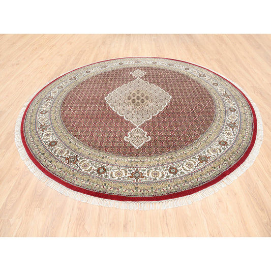 Fine Oriental Wool Hand Knotted Rug Red Ivory 9.10X9.10 -O062633