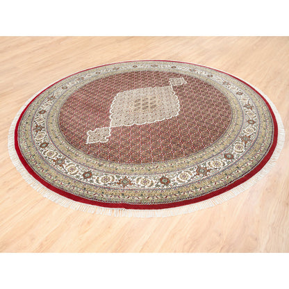 Fine Oriental Wool Hand Knotted Rug Red Ivory 9.10X9.10 -O062633