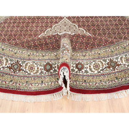 Fine Oriental Wool Hand Knotted Rug Red Ivory 9.10X9.10 -O062633