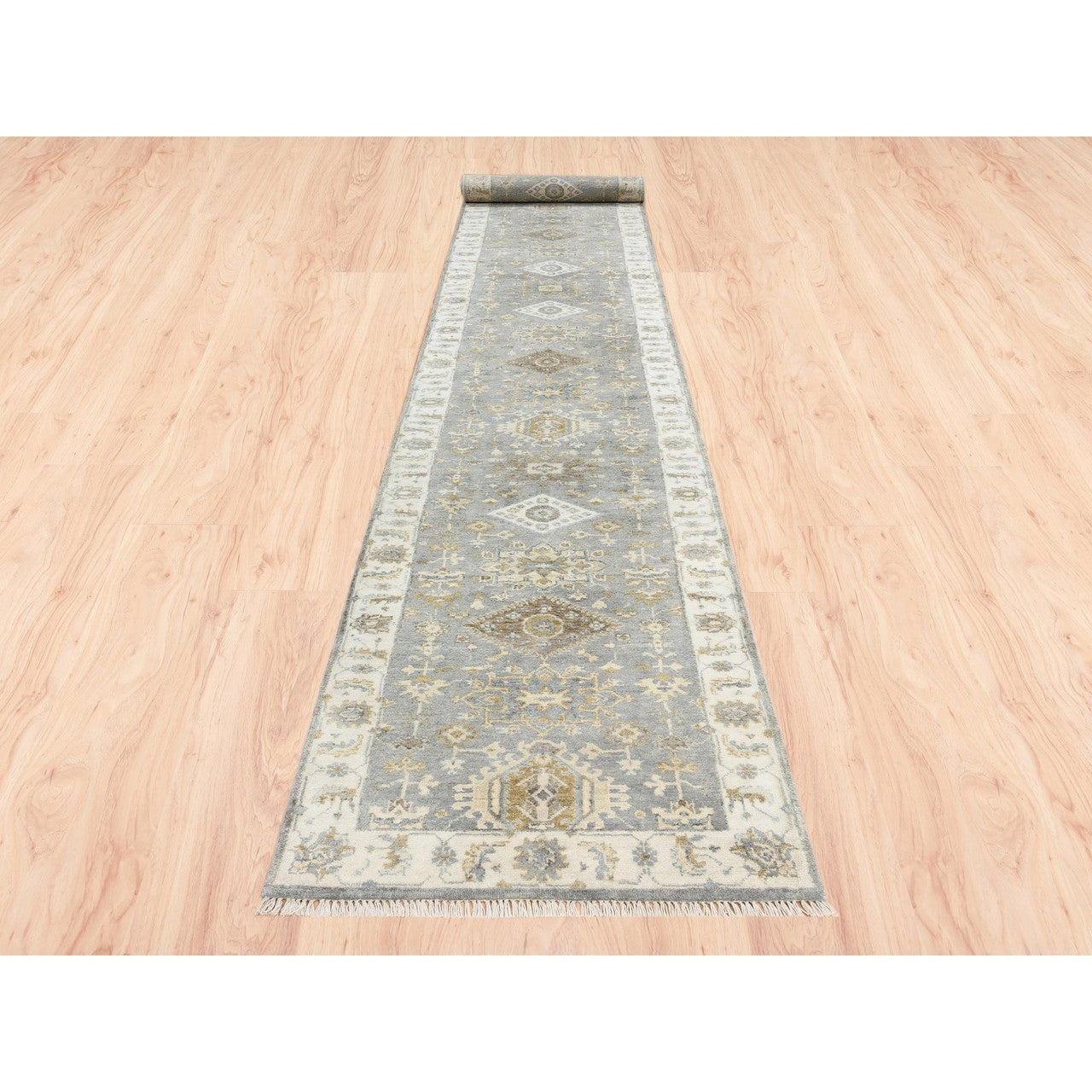 Gray 2'8" x 17'10" Heriz Hand knotted Wool Rug - Sku: O062646