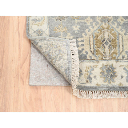 Heriz Wool Hand Knotted Rug Grey Ivory 2.8X17.10 -O062646
