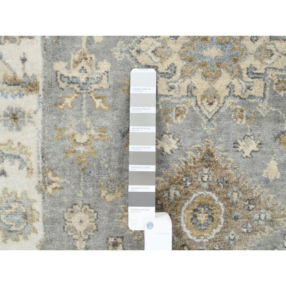 Heriz Wool Hand Knotted Rug Grey Ivory 2.8X17.10 -O062646