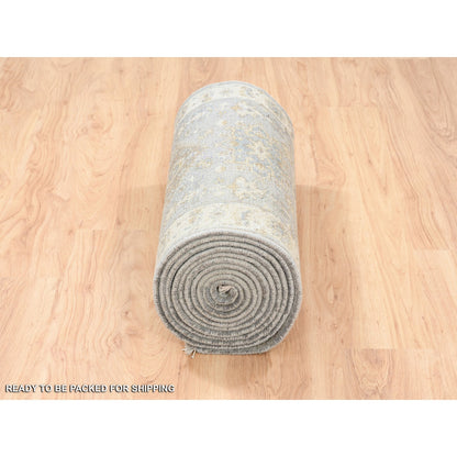Heriz Wool Hand Knotted Rug Grey Ivory 2.8X17.10 -O062646