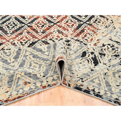 Tribal & Geometric Wool Hand Knotted Rug Black No Border 8.1X10.1 -O062649