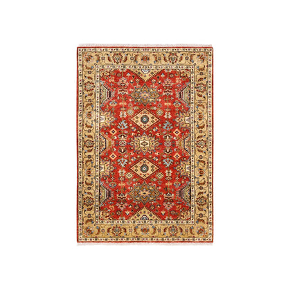 Heriz Wool Hand Knotted Rug Red Gold 4.1X6.0 -O062651