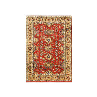 Heriz Wool Hand Knotted Rug Red Gold 4.1X6.0 -O062651