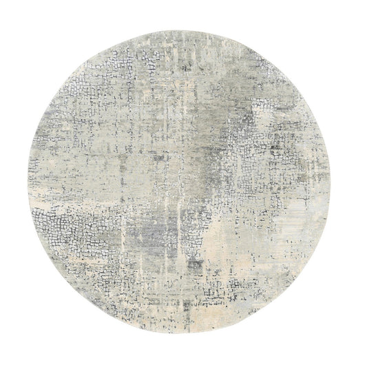 Modern and Contemporary Wool & Silk Hand Knotted Rug Grey No Border 5.9X5.10 -O062682